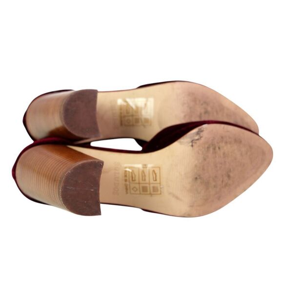 Soludos BURGUNDY DARK RED VELOUR HIGH HEEL ALMOND TOE SLINGBACK SHOES Sz 9/39.5 - Picture 9 of 12